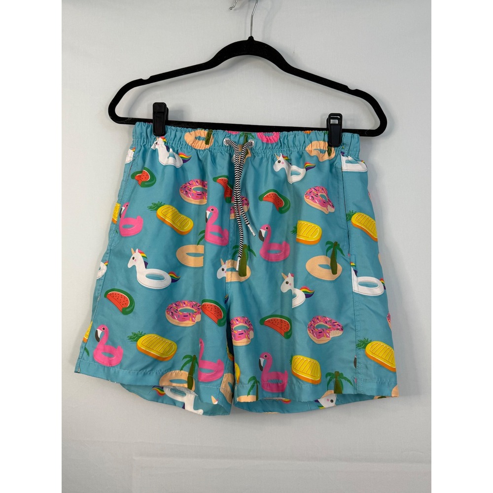 Boardies Apparel Swim Trunks Men Large Turquoise Novelty Pool Float Print Shorts